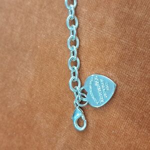 Tiffany & Co. Sterling Silver Link Bracelet with Heart Tag .Please Return To .